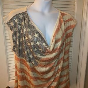 INC International Concepts Sequin Patriot Flag Top